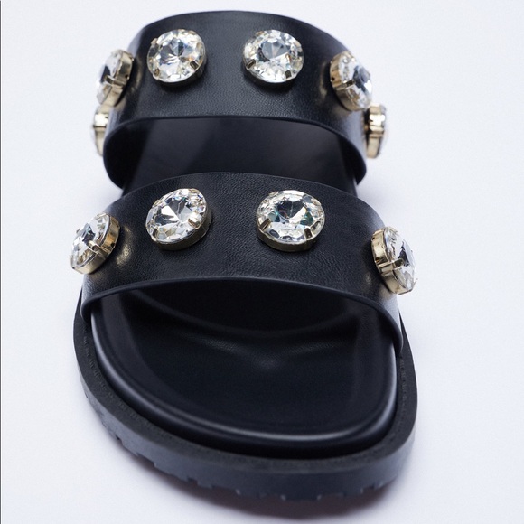 ZARA SPARKLY LOW HEELED SANDALS - Picture 6 of 8